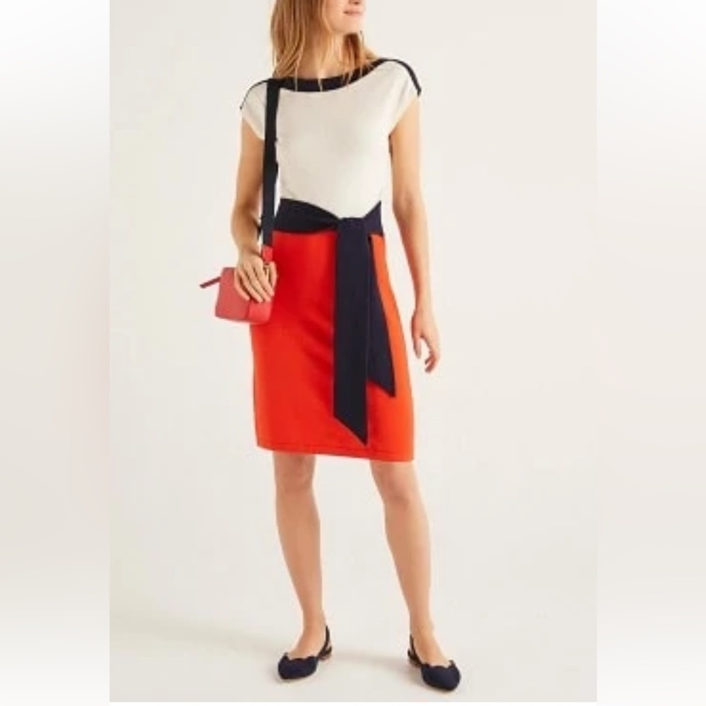 BODEN Vera belted knitted dress colorblock EUC size 2